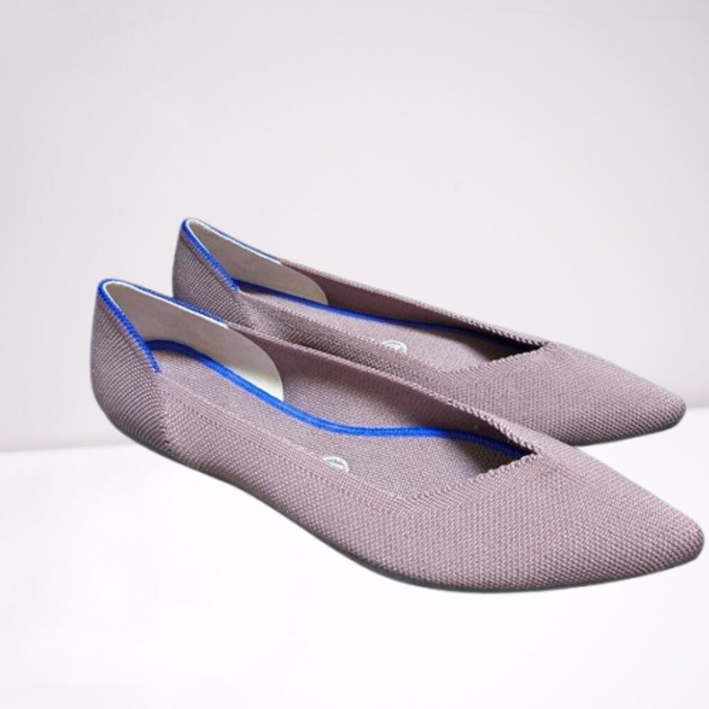 Rothy's The Point Women's Dark Taupe Knit Classic Ballet Flats Shoes